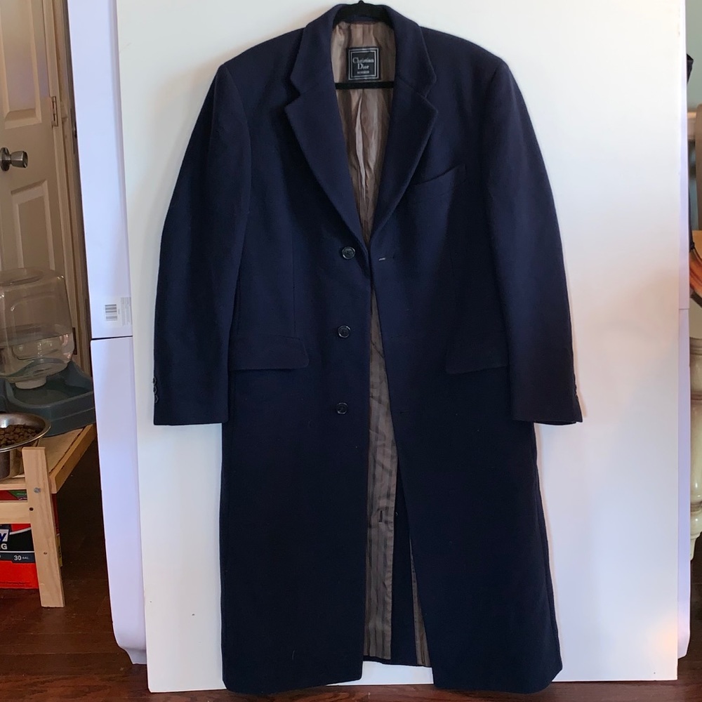 Men’s Christian Dior Long Top Coat Navy Blue